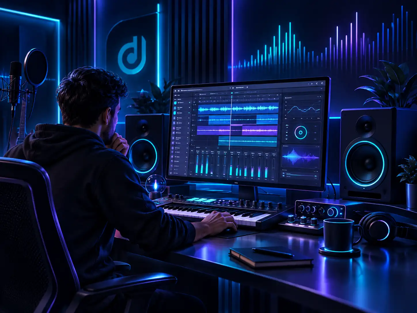 ein Produzent in einem Studio