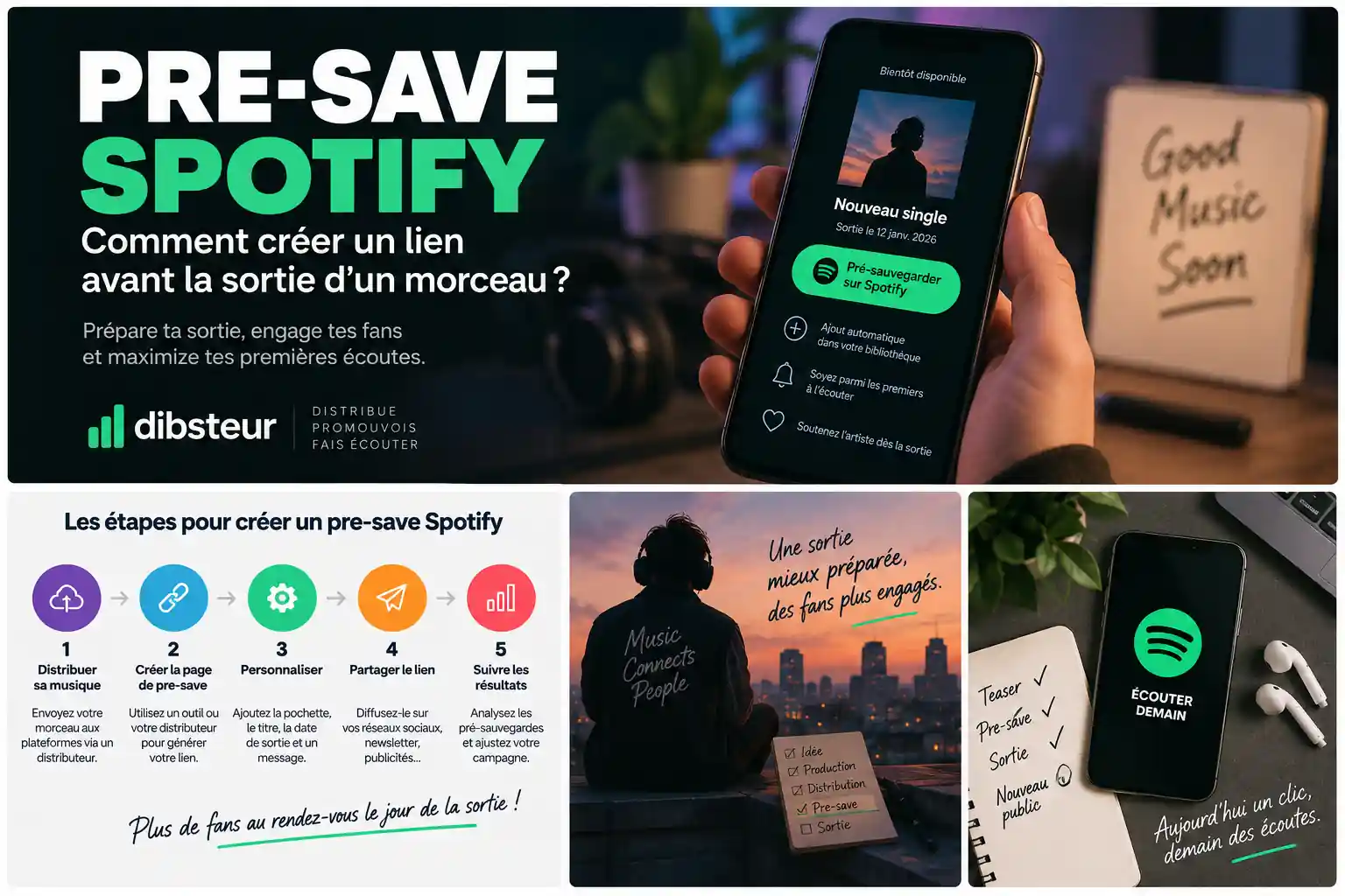 Les étapes pour créer un pre-save Spotify avant la sortie