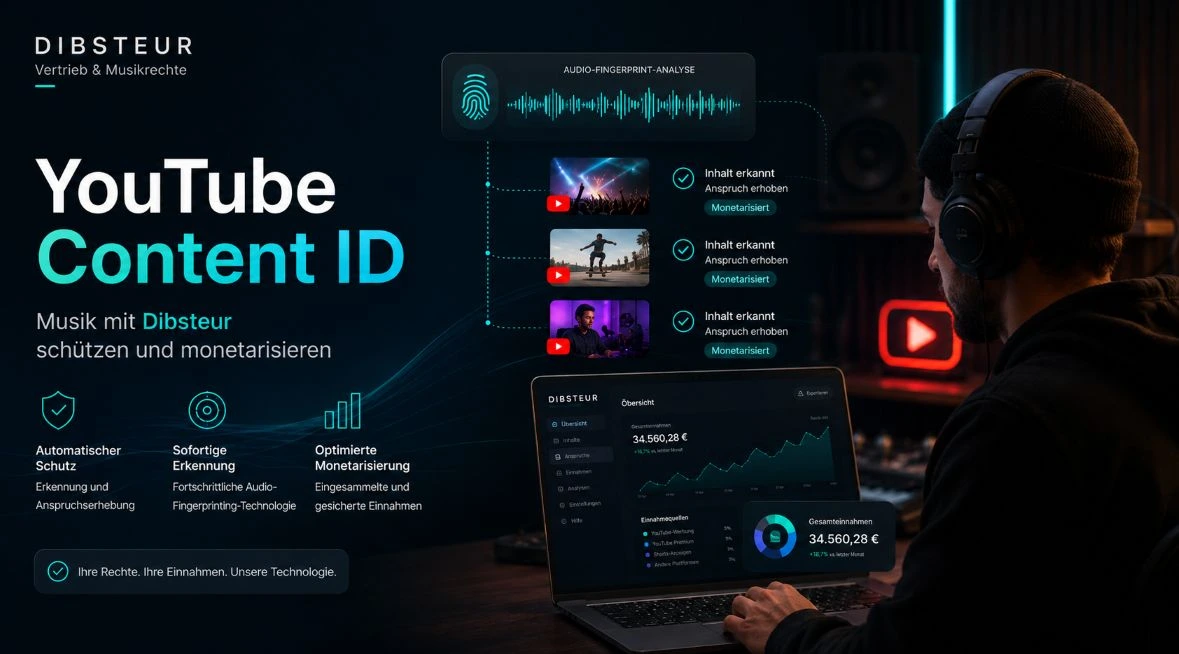 Dibsteur YouTube Content ID Interface zum Schutz, zur Erkennung und Monetarisierung der Nutzung der eigenen Musik